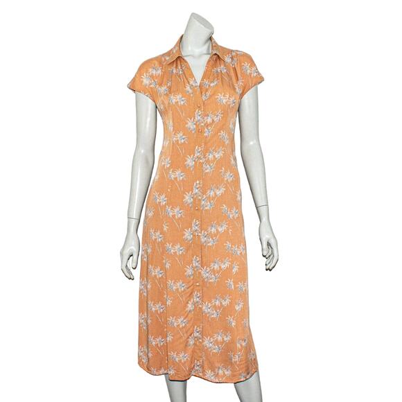 MOUSSY Women's Tropical Palm Tree Print Dress button front Size 1 - Picture 1 of 11